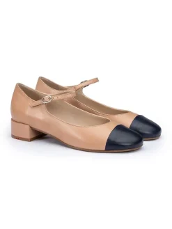 LLOYD Halbschuhe^Leder-Ballerinas in Beige/ Dunkelblau