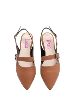 Leder-Ballerinas in Braun><noscript><img width=
