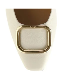 Leder-Ballerinas in Creme><noscript><img width=