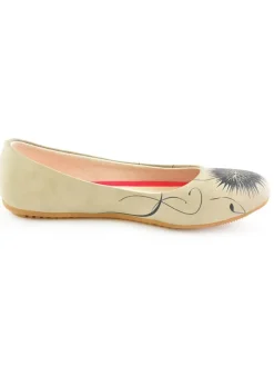 Leder-Ballerinas in Creme/ Schwarz><noscript><img width=