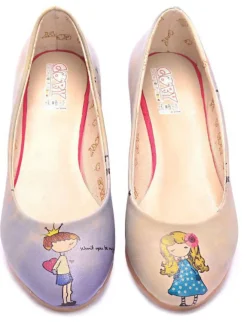 Leder-Ballerinas in Creme/ Lila>Goby Best