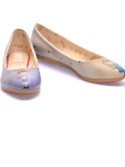 Leder-Ballerinas in Creme/ Lila><noscript><img width=