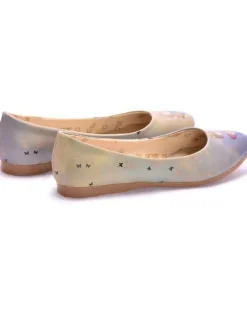 Leder-Ballerinas in Creme/ Lila><noscript><img width=