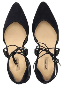 Leder-Ballerinas in Dunkelblau><noscript><img width=