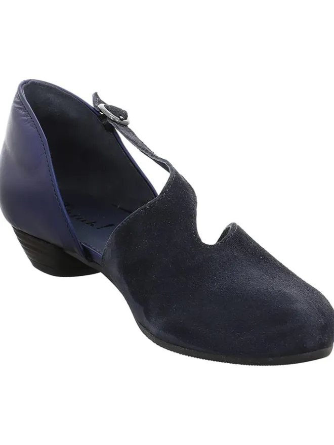 Leder-Ballerinas in Dunkelblau>Think!