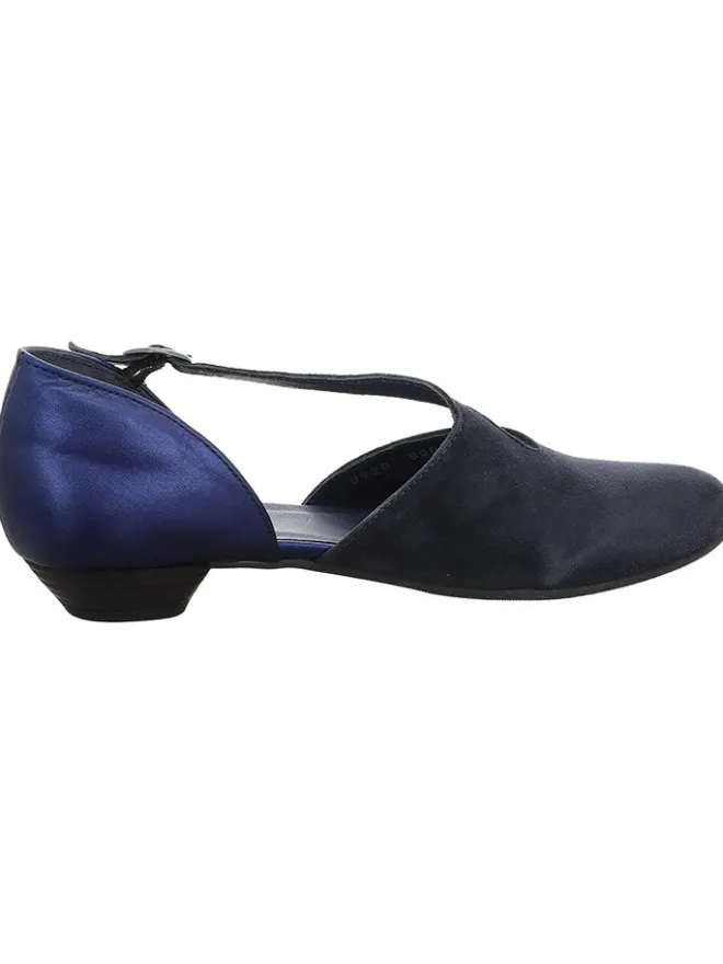 Leder-Ballerinas in Dunkelblau>Think!
