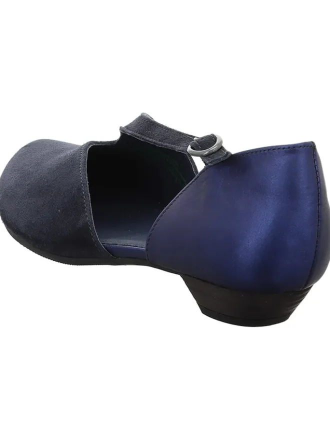 Leder-Ballerinas in Dunkelblau>Think!