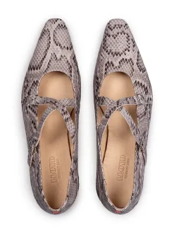 Leder-Ballerinas in Grau/ Beige><noscript><img width=
