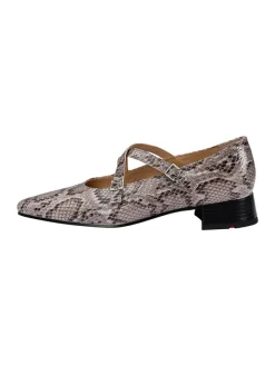 Leder-Ballerinas in Grau/ Beige><noscript><img width=