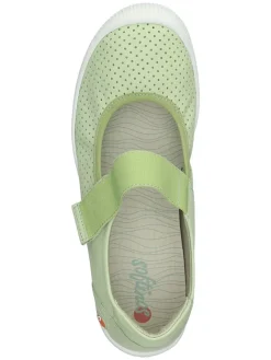 Leder-Ballerinas in Grün><noscript><img width=