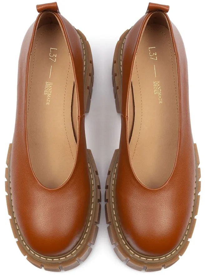 Leder-Ballerinas in Hellbraun>loft37 Outlet