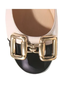 Leder-Ballerinas in Rosa/ Schwarz><noscript><img width=