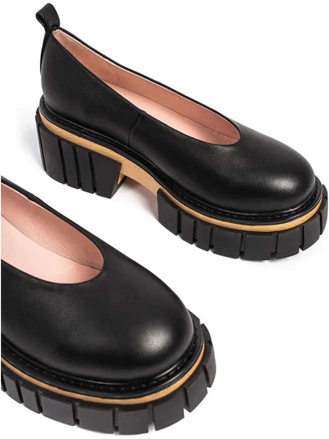 loft37 Ballerinas^Leder-Ballerinas in Schwarz/ Hellbraun