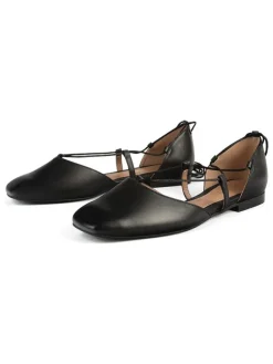 Leder-Ballerinas in Schwarz>loft37