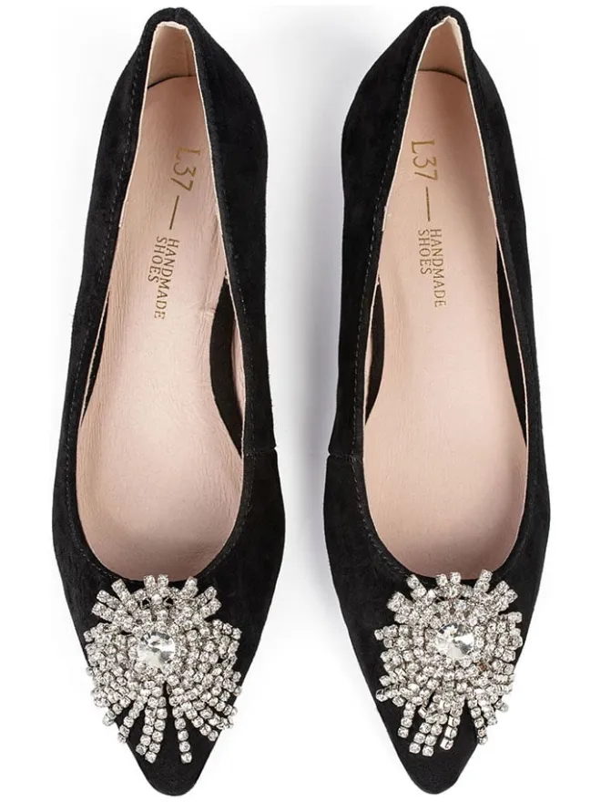 Leder-Ballerinas in Schwarz>loft37 Discount