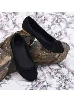 Leder-Ballerinas in Schwarz><noscript><img width=