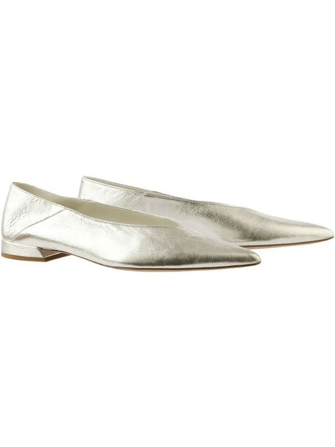 Leder-Ballerinas in Silber>Högl New
