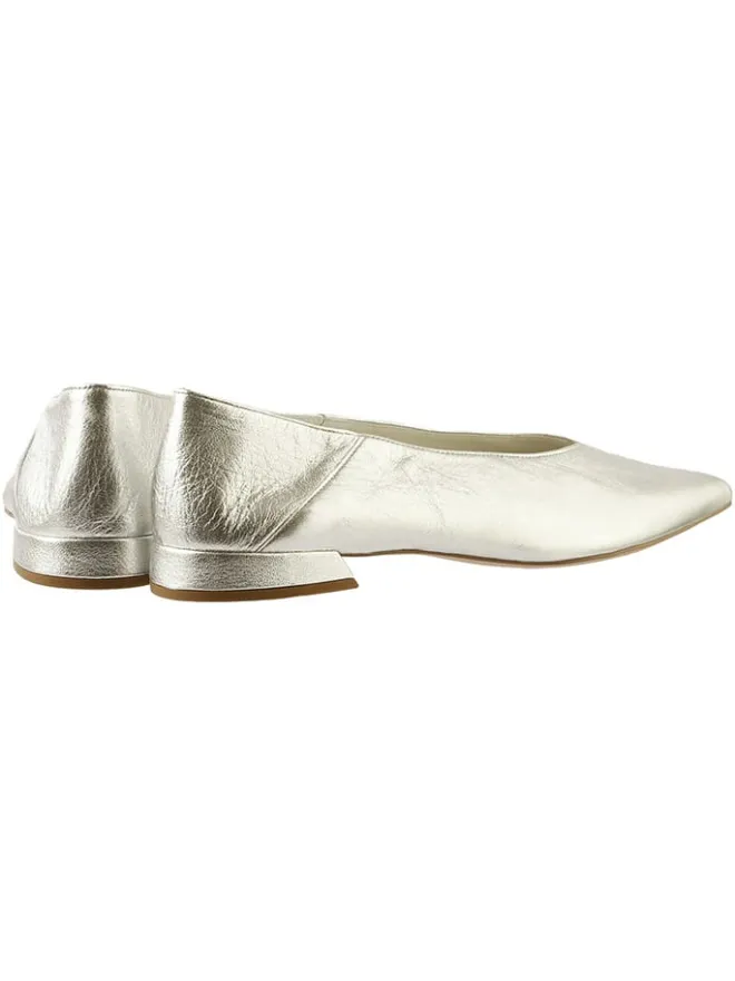 Leder-Ballerinas in Silber>Högl New