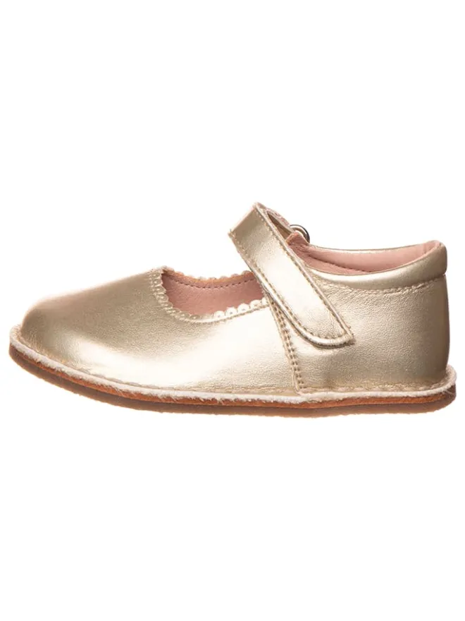 Leder-Barfuß-Ballerinas in Gold>lamino Hot