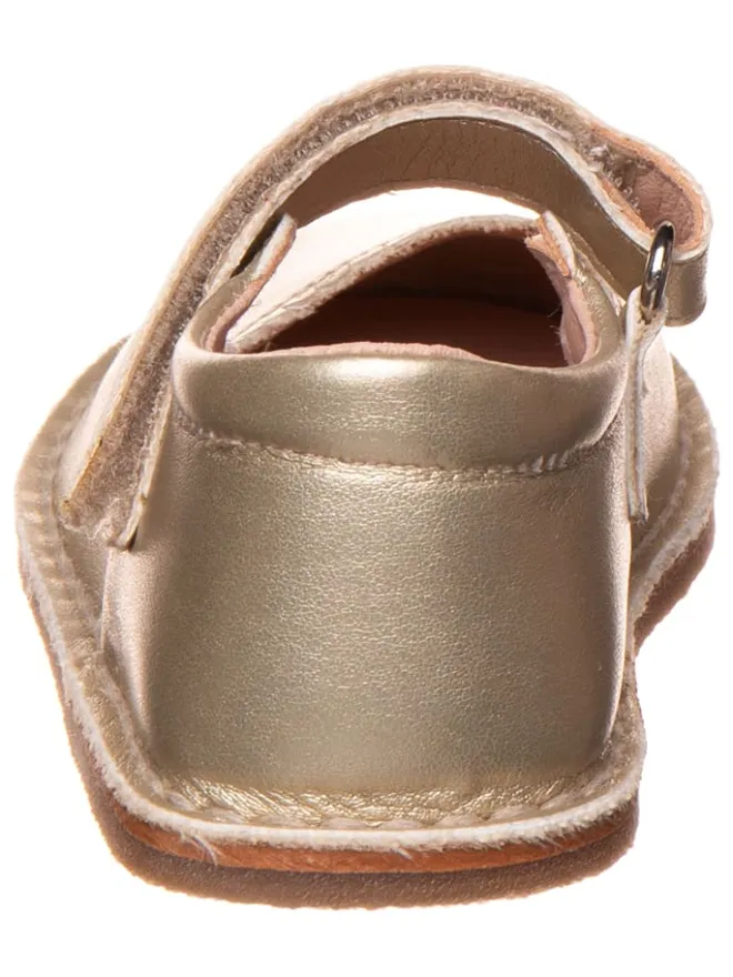 Leder-Barfuß-Ballerinas in Gold>lamino Hot