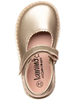 Leder-Barfuß-Ballerinas in Gold><noscript><img width=