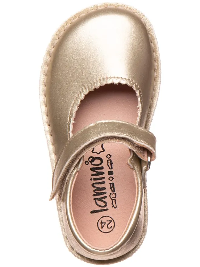 Leder-Barfuß-Ballerinas in Gold>lamino Hot