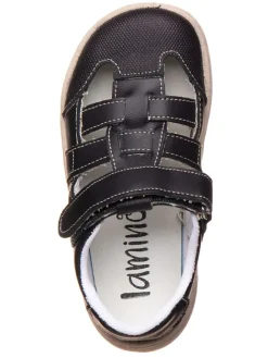 Leder-Barfuß-Halbsandalen in Dunkelblau><noscript><img width=