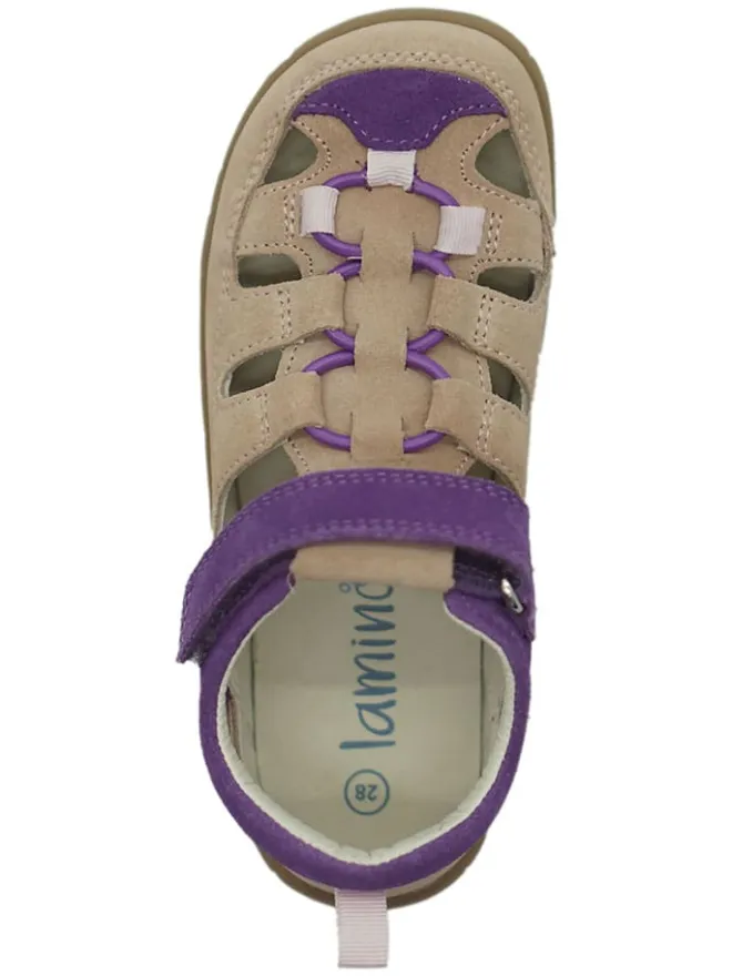 lamino Sandalen·Halbsandalen^Leder-Barfuß-Halbsandalen in Lila/ Beige