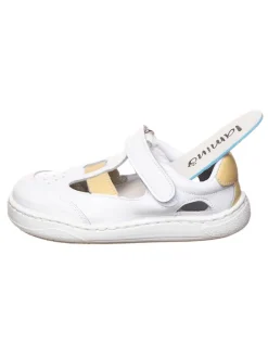Leder-Barfuß-Halbsandalen in Weiß><noscript><img width=