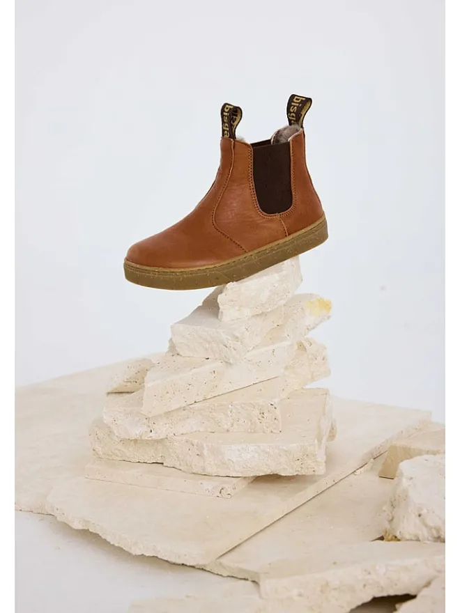 bisgaard Stiefeletten·Chelsea Boots^Leder-Barfußschuhe "Ene" in Hellbraun