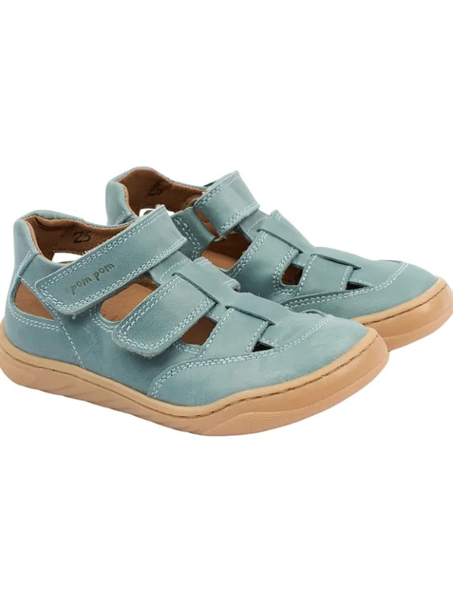 POM POM Sandalen·Halbsandalen^Leder-Barfußschuhe in Blau