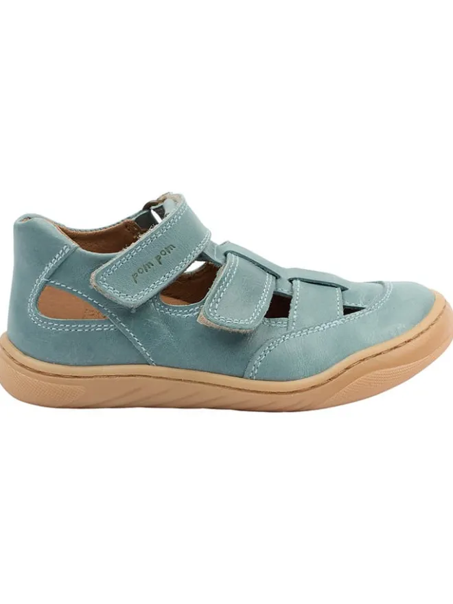 POM POM Sandalen·Halbsandalen^Leder-Barfußschuhe in Blau