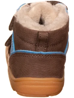 Leder-Barfußschuhe in Braun/ Hellblau><noscript><img width=