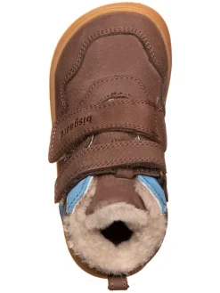 Leder-Barfußschuhe in Braun/ Hellblau><noscript><img width=
