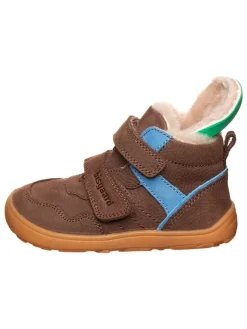 Leder-Barfußschuhe in Braun/ Hellblau><noscript><img width=
