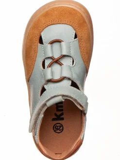 Leder-Barfußschuhe in Hellbraun/ Hellblau><noscript><img width=
