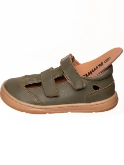 kmins Sandalen·Halbsandalen^Leder-Barfußschuhe in Khaki