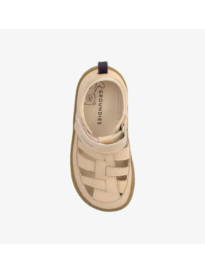 Groundies Sandalen·Halbsandalen^Leder-Barfußschuhe "Noto" in Beige