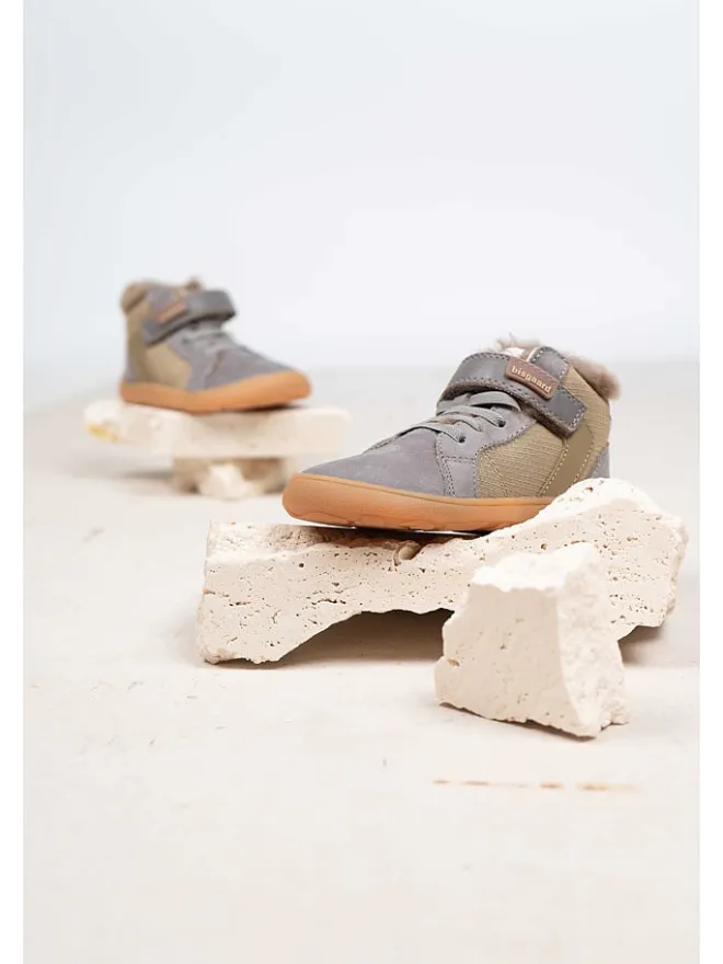 bisgaard Sneakers·Sneakers High^Leder-Barfußschuhe "Rafael" in Grau/ Khaki