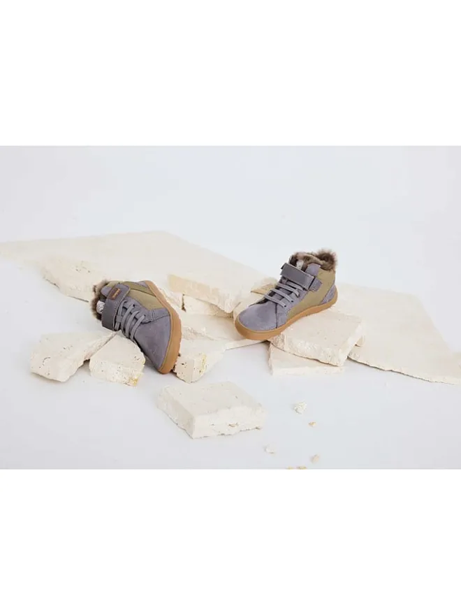 bisgaard Sneakers·Sneakers High^Leder-Barfußschuhe "Rafael" in Grau/ Khaki