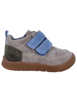 Richter Shoes Lauflernschuhe^Leder-Barfußschuhe "Samy" in Grau/ Hellblau