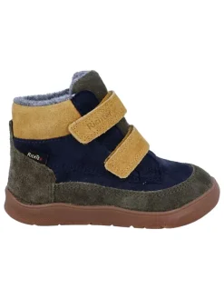 Richter Shoes Lauflernschuhe^Leder-Barfußschuhe "Samy" in Dunkelblau/ Gelb/ Khaki