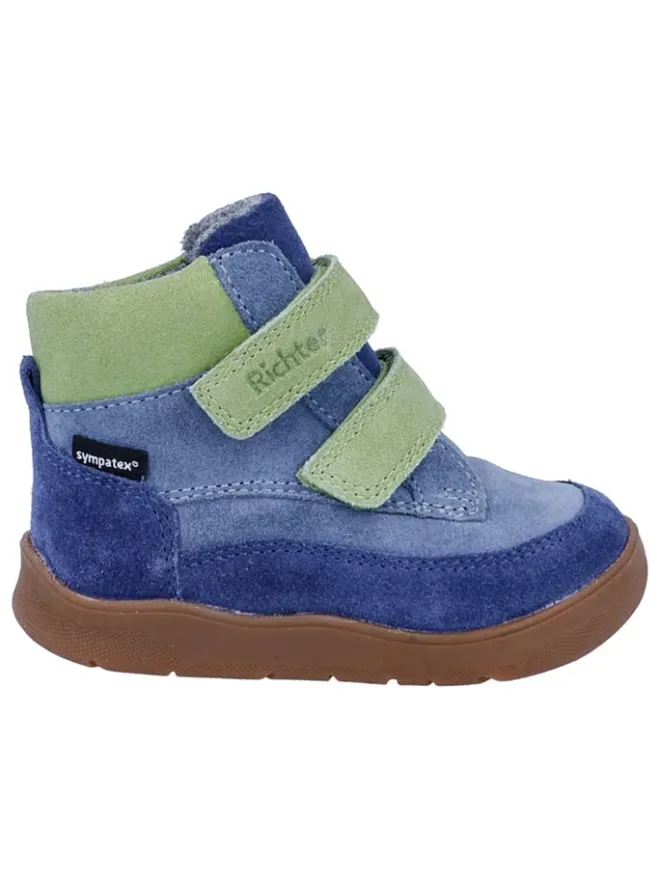 Leder-Barfußschuhe "Samy" in Blau/ Grün>Richter Shoes Outlet