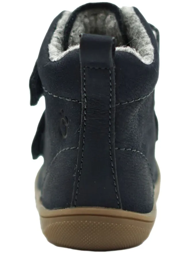 Leder-Boots in Dunkelblau>lamino New