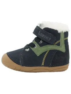 Leder-Boots in Dunkelblau>lamino