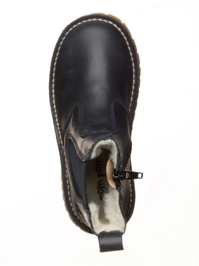 Leder-Boots in Dunkelblau>POM POM Hot