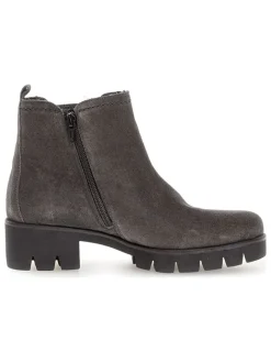 Leder-Boots in Grau><noscript><img width=