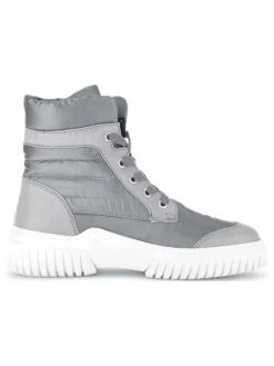 Leder-Boots in Grau><noscript><img width=