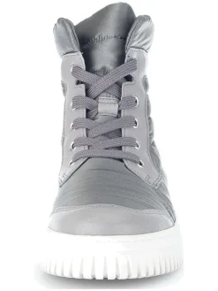 Leder-Boots in Grau><noscript><img width=