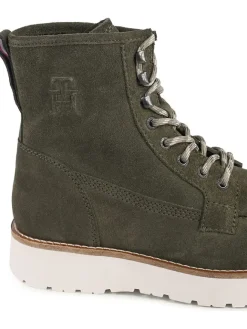 Leder-Boots in Grün><noscript><img width=